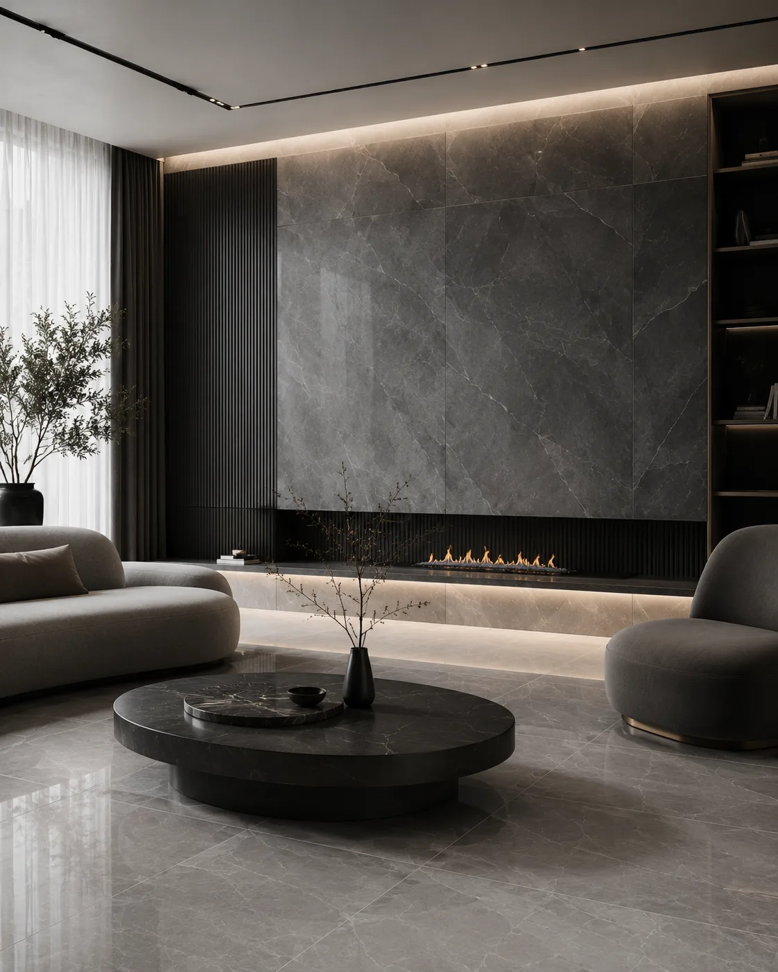 طراحی فضای لوکس با سرامیک طوسی